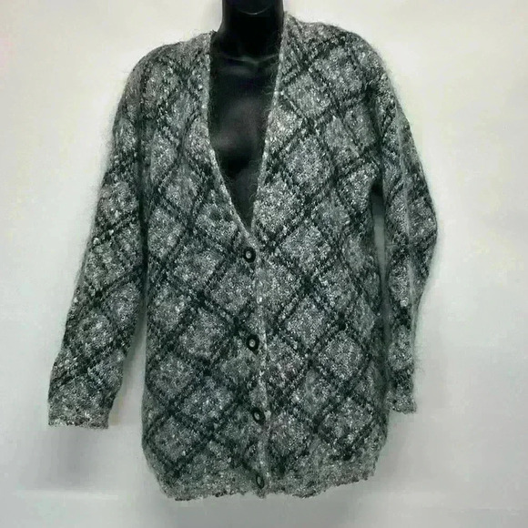 Vintage 1990s paul Harrison wool mohair cardigan, size small oversized - Picture 1 of 8
